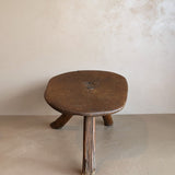 Primitive Three-Legged Wooden Milking Stool with Slanted Top