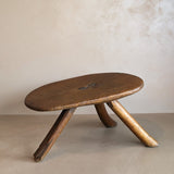 Primitive Three-Legged Wooden Milking Stool with Slanted Top