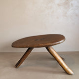 Primitive Three-Legged Wooden Milking Stool with Slanted Top