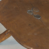 Primitive Three-Legged Wooden Milking Stool with Slanted Top