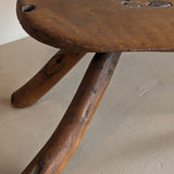 Primitive Three-Legged Wooden Milking Stool with Slanted Top