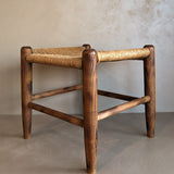 Vintage Wood and Rush Stool