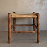 Vintage Wood and Rush Stool