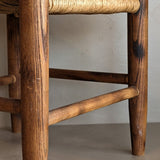 Vintage Wood and Rush Stool