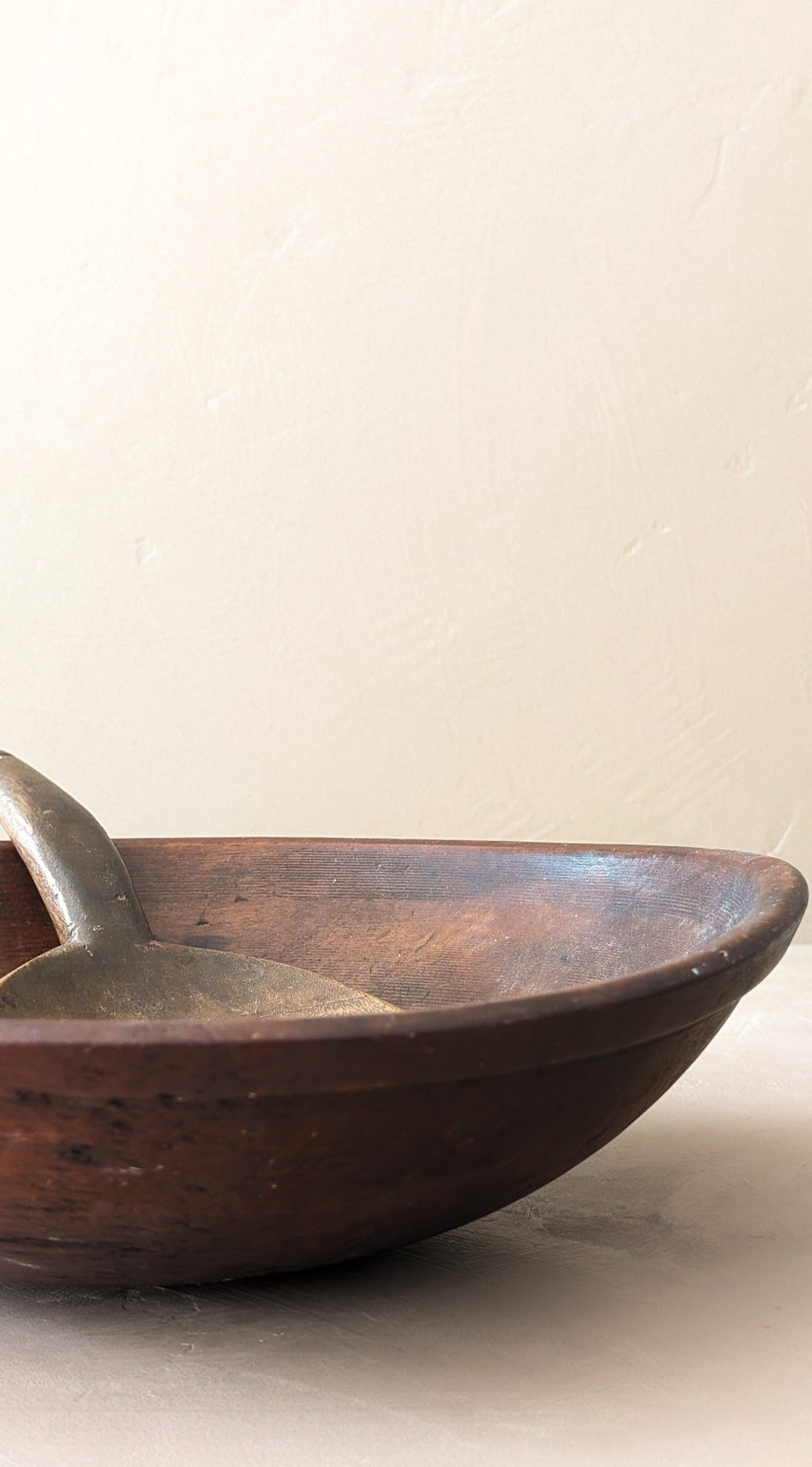 Vintage Hand-turned Wooden Butter/Dough Bowl with Butter Paddle