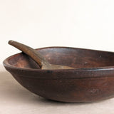 Vintage Hand-turned Wooden Butter/Dough Bowl with Butter Paddle