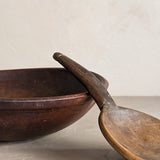 Vintage Hand-turned Wooden Butter/Dough Bowl with Butter Paddle