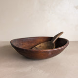 Vintage Hand-turned Wooden Butter/Dough Bowl with Butter Paddle