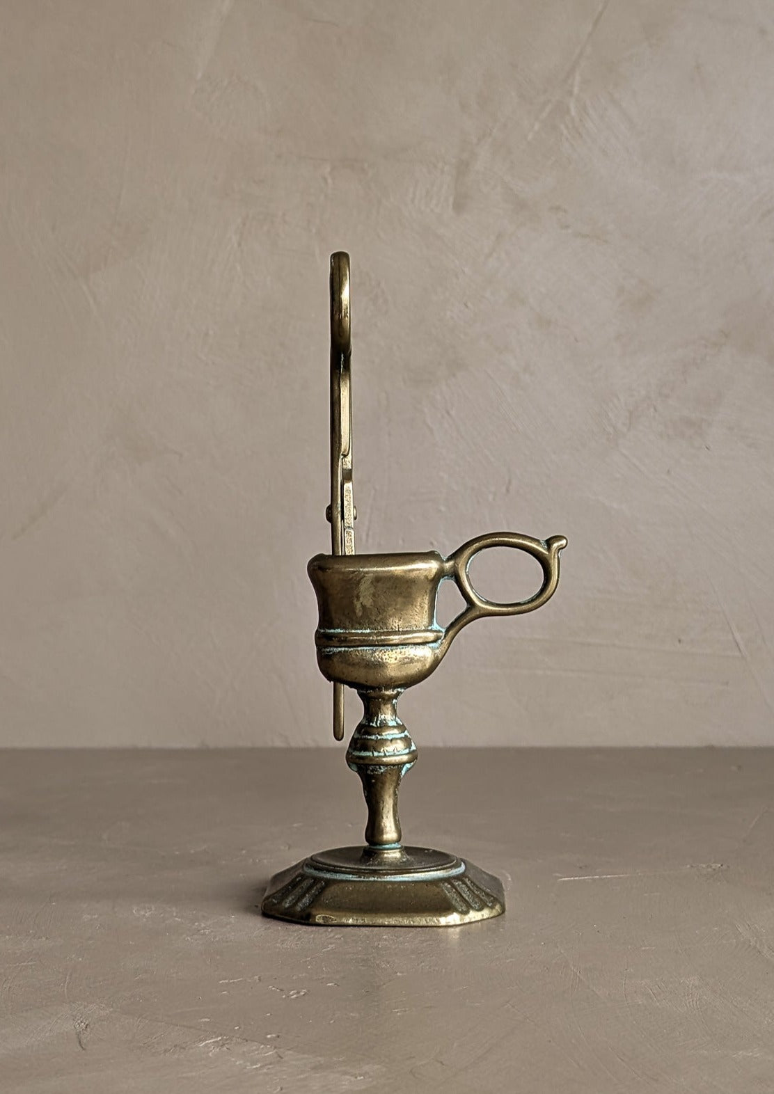 Vintage Brass Victorian-Style Candle Wick Snuffer with Stand