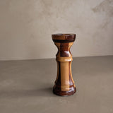 Vintage Handmade Wooden Marquetry Candlestick