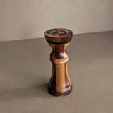 Vintage Handmade Wooden Marquetry Candlestick