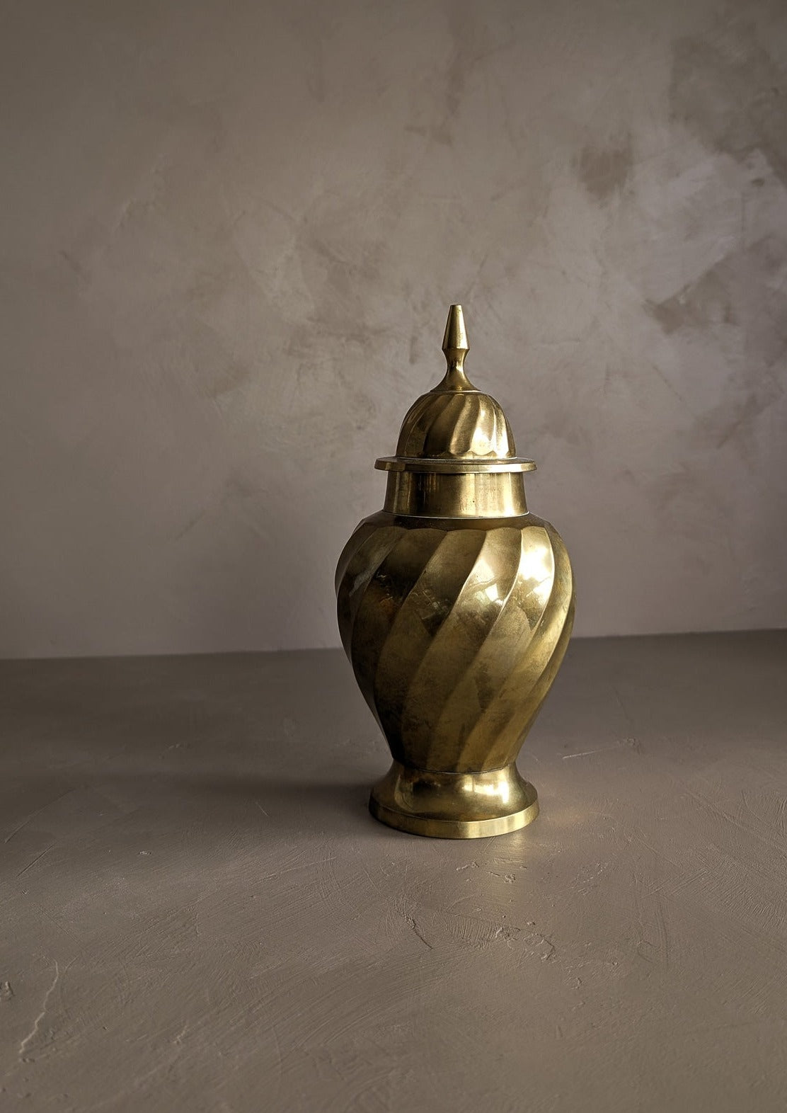 Vintage Swirled Lidded Brass Urn