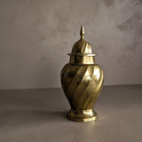 Vintage Swirled Lidded Brass Urn