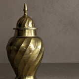 Vintage Swirled Lidded Brass Urn