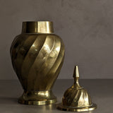 Vintage Swirled Lidded Brass Urn