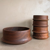 Vintage Hand-turned Teak Salad and Serving Bowl Set