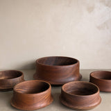 Vintage Hand-turned Teak Salad and Serving Bowl Set