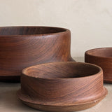 Vintage Hand-turned Teak Salad and Serving Bowl Set