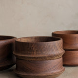 Vintage Hand-turned Teak Salad and Serving Bowl Set