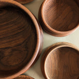 Vintage Hand-turned Teak Salad and Serving Bowl Set