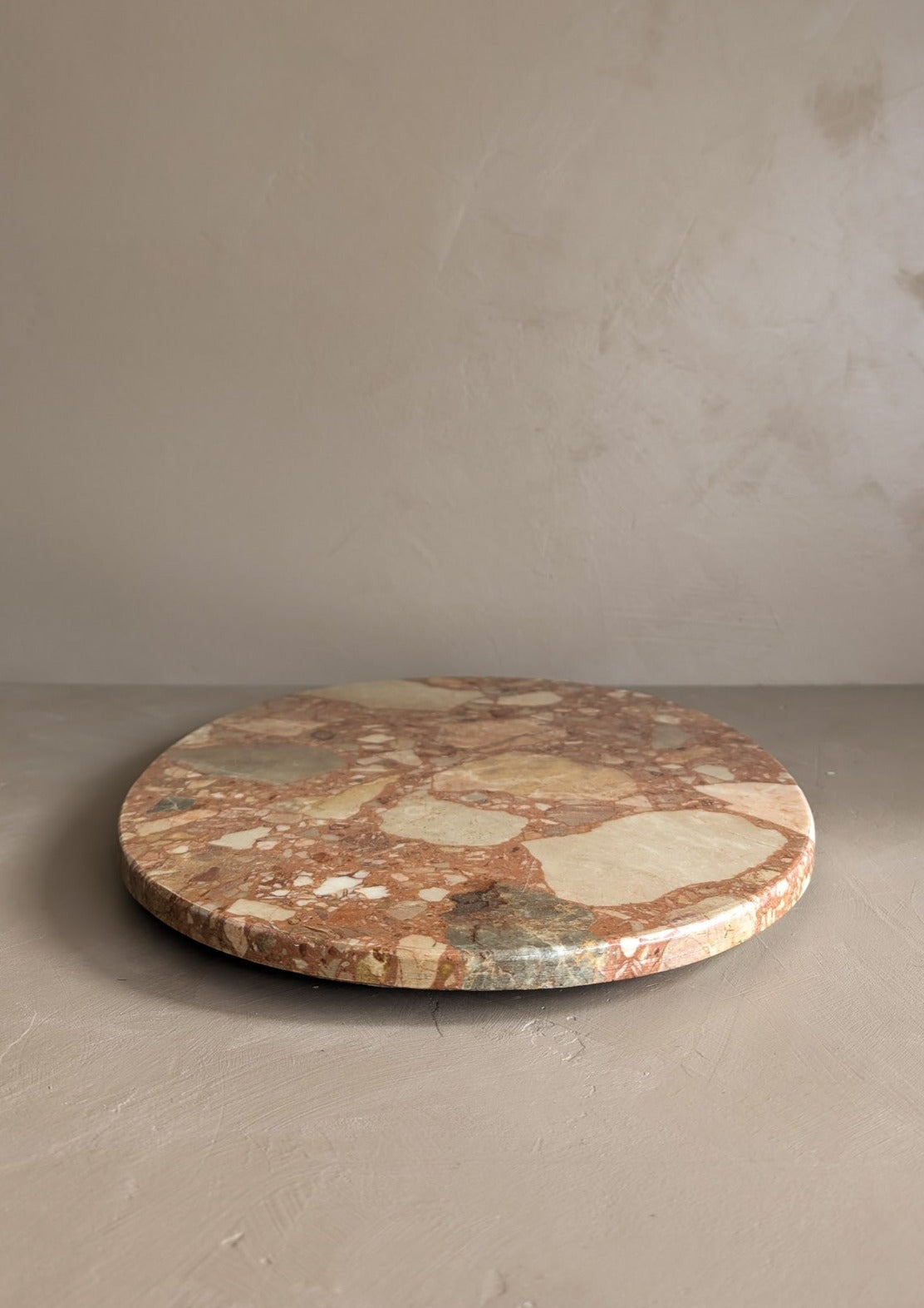 Unique Vintage Pink and Cream Oval Marble Tray