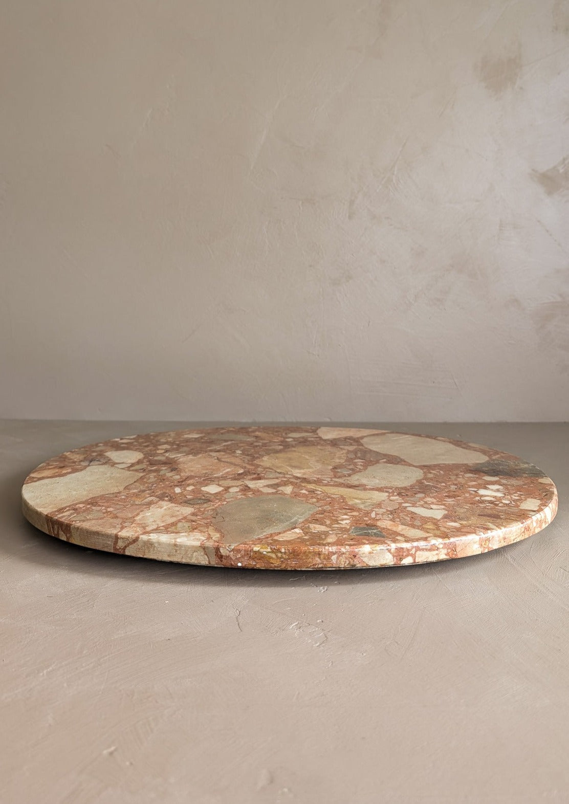 Unique Vintage Pink and Cream Oval Marble Tray