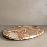 Unique Vintage Pink and Cream Oval Marble Tray