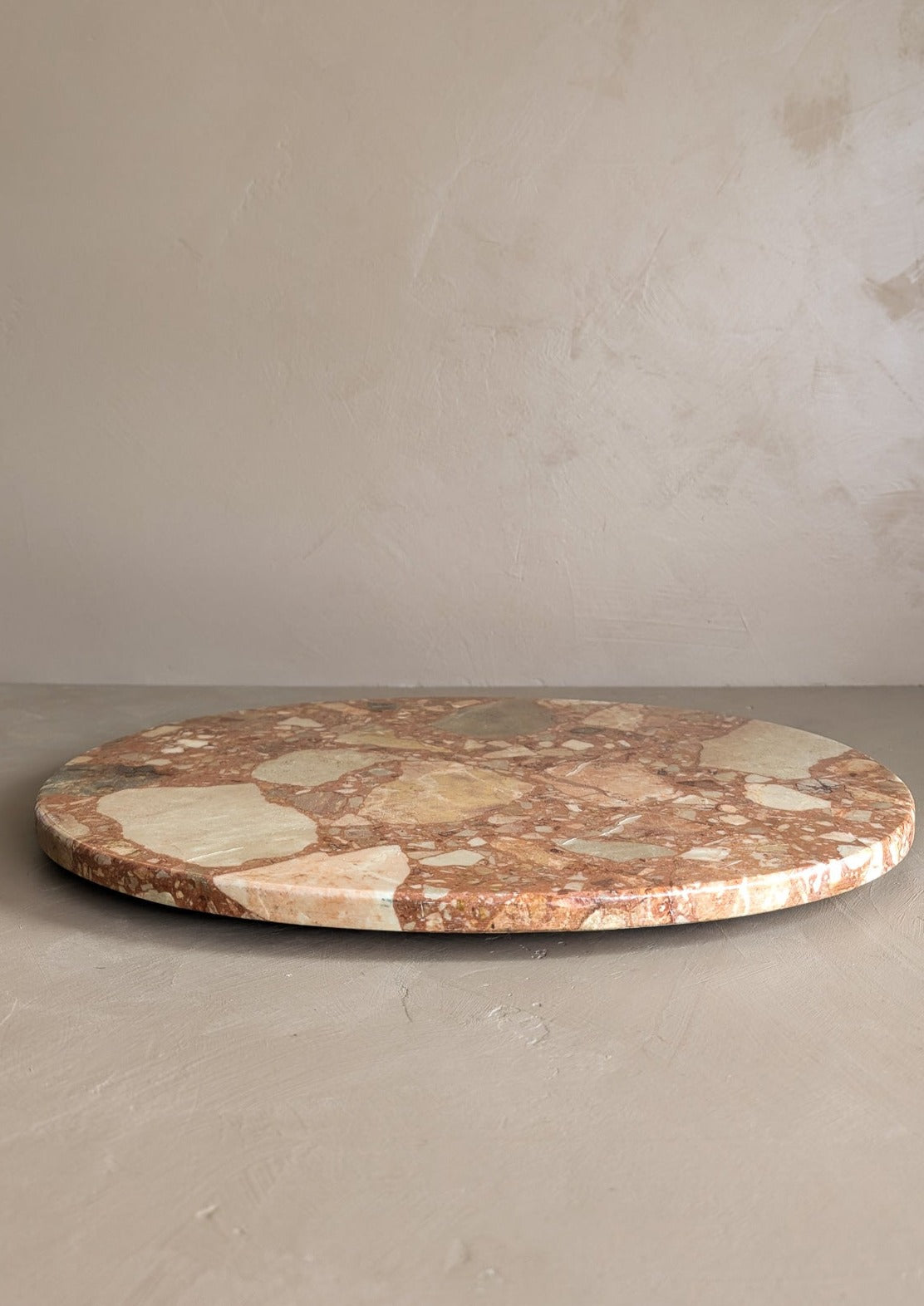 Unique Vintage Pink and Cream Oval Marble Tray