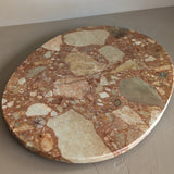 Unique Vintage Pink and Cream Oval Marble Tray