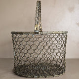 Vintage Woven Brass Basket with Movable Handle