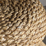 Vintage Mushroom-Top Blonde Textured Woven and Rattan Stool