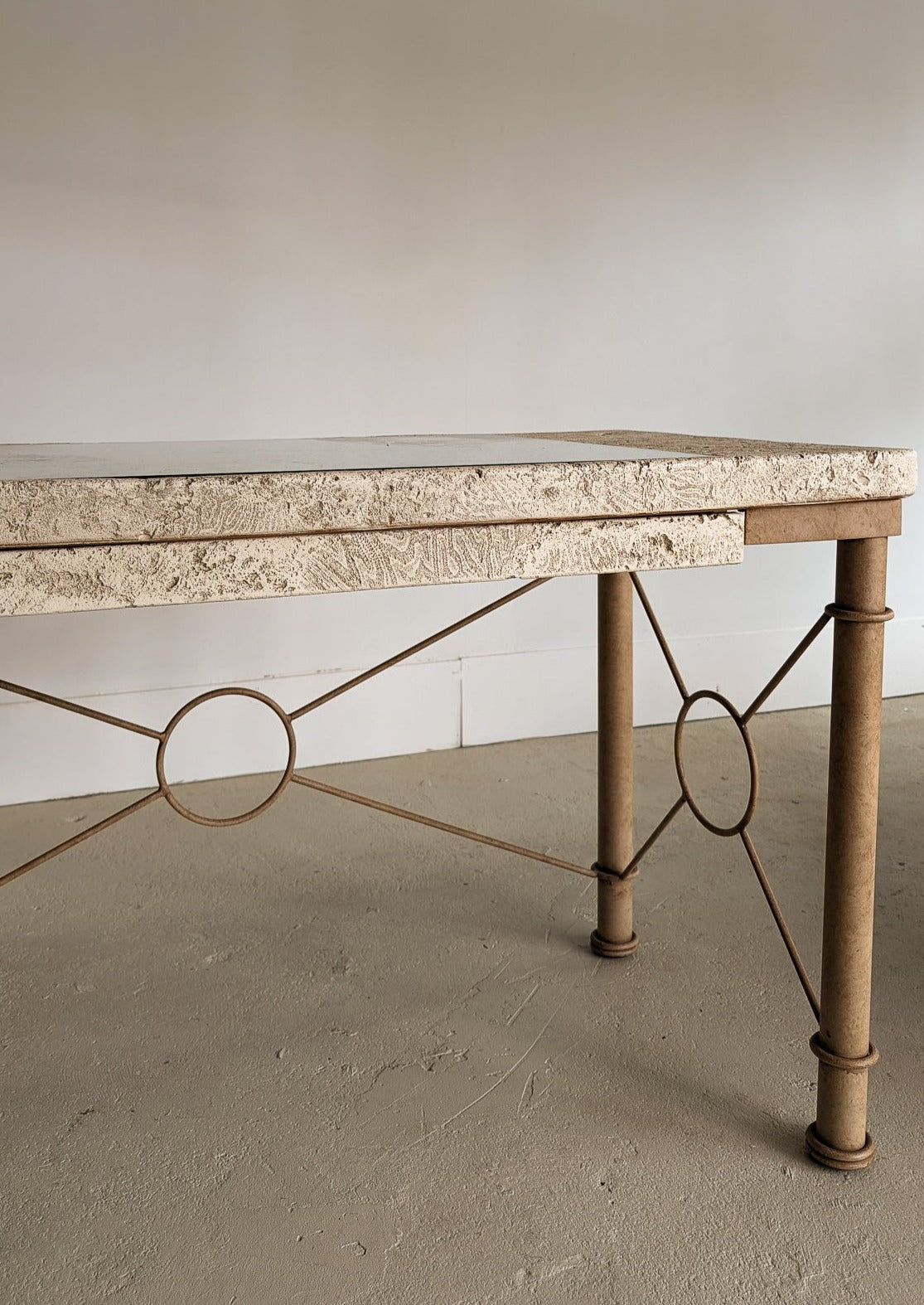 Vintage Postmodern Faux Coral and Metal Desk