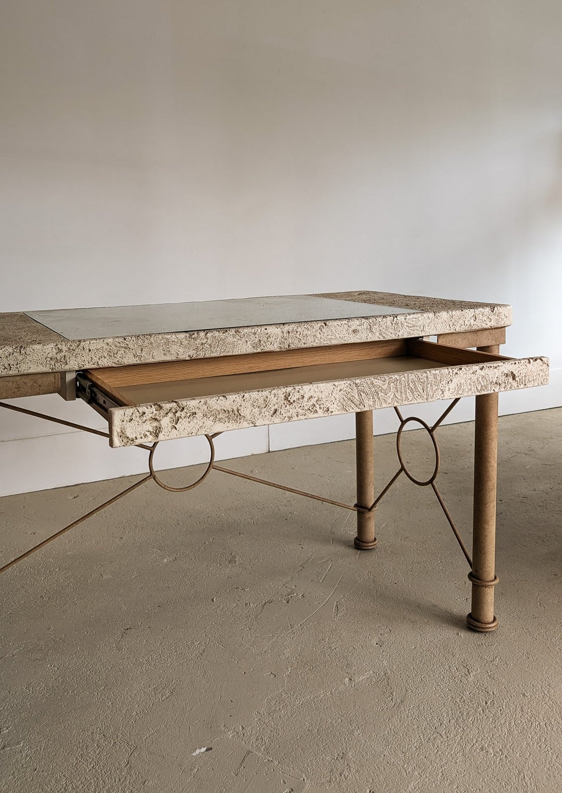 Vintage Postmodern Faux Coral and Metal Desk