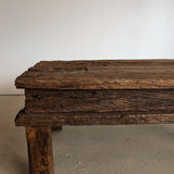 Reclaimed Textured Dark Wood Wabi-Sabi Organic Coffee Table