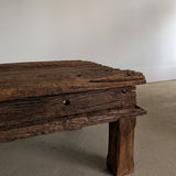 Reclaimed Textured Dark Wood Wabi-Sabi Organic Coffee Table