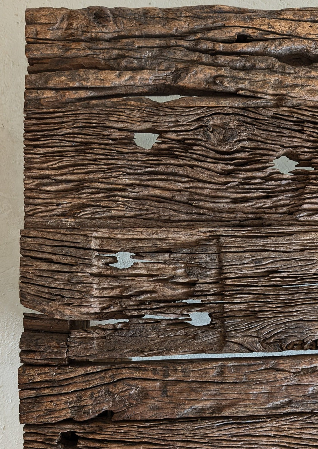 Reclaimed Textured Dark Wood Wabi-Sabi Organic Coffee Table