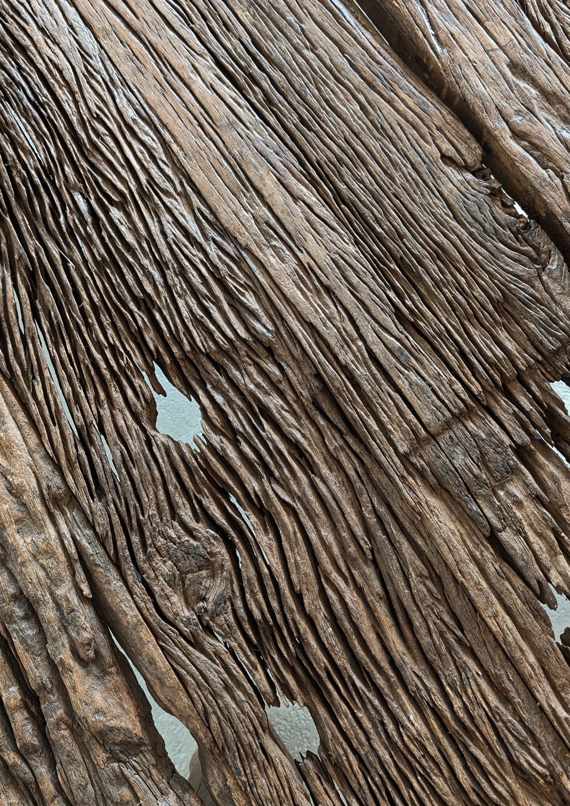 Reclaimed Textured Dark Wood Wabi-Sabi Organic Coffee Table