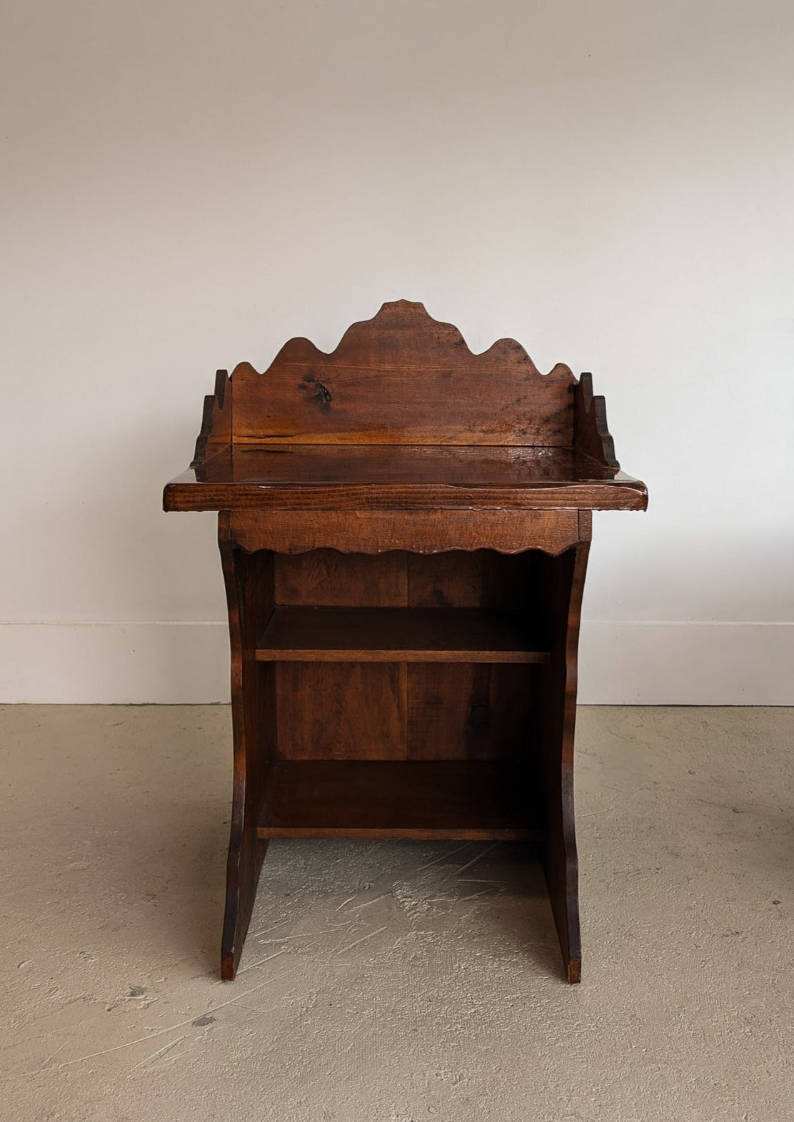 Handmade Vintage Freeform Brutalist Dark Wooden Desk/Table