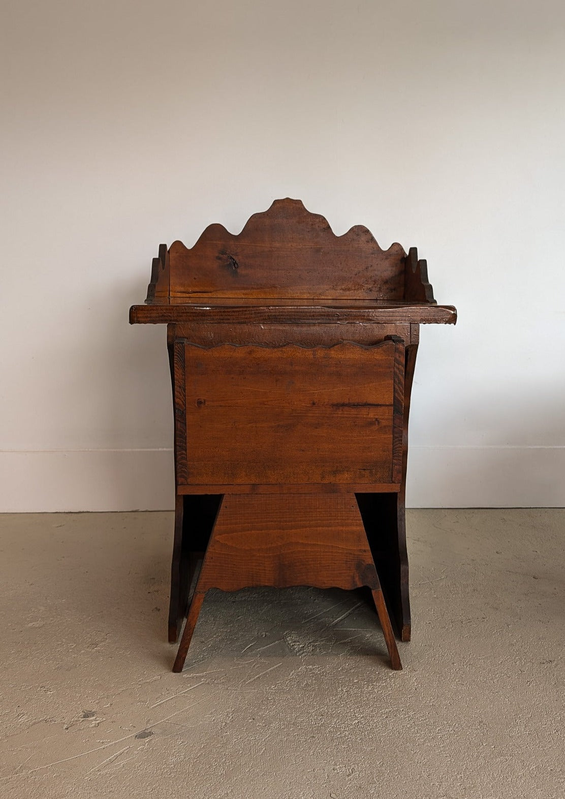 Handmade Vintage Freeform Brutalist Dark Wooden Desk/Table