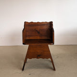 Handmade Vintage Freeform Brutalist Dark Wooden Chair/Stool