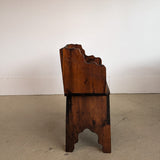 Handmade Vintage Freeform Brutalist Dark Wooden Chair/Stool