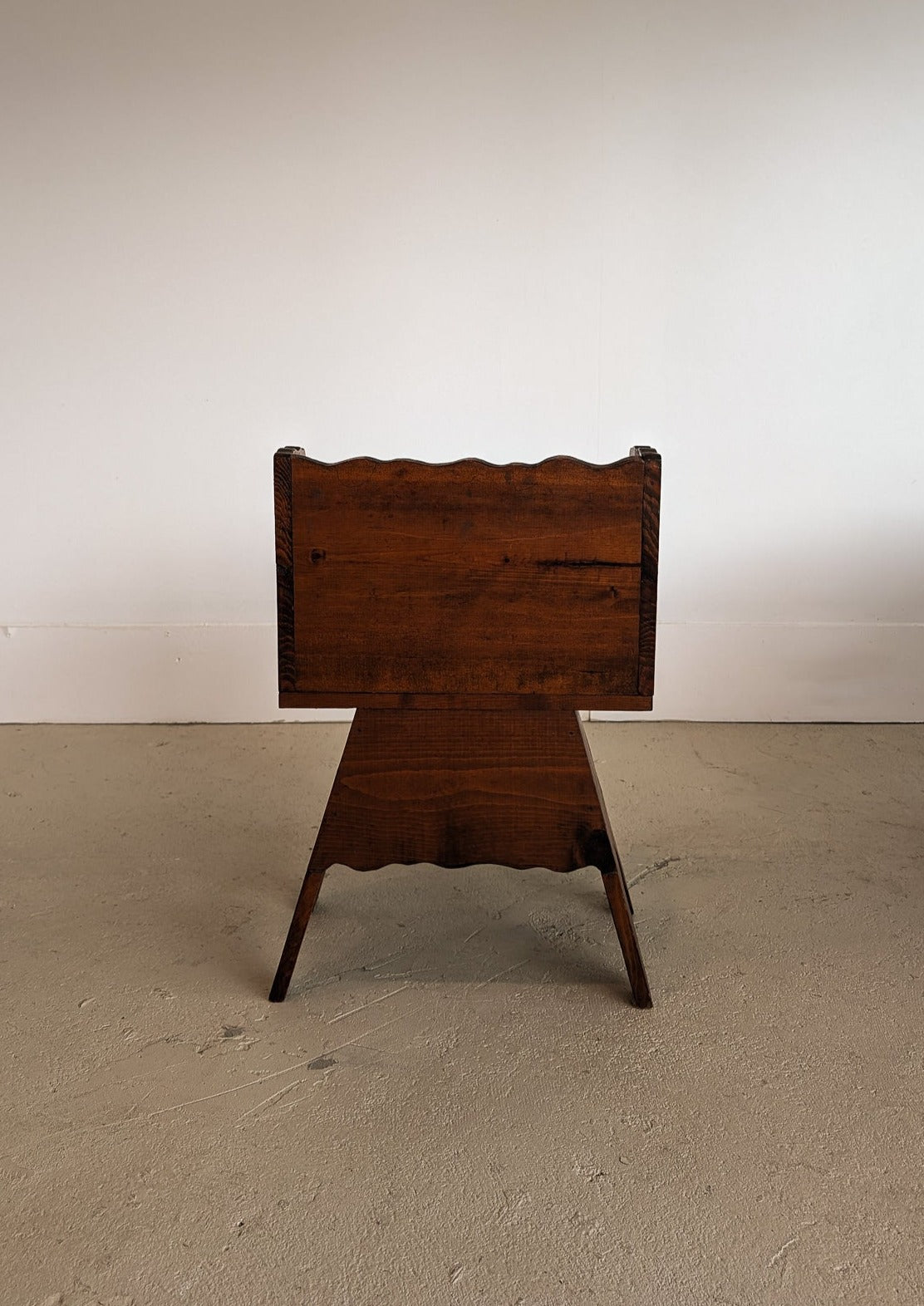 Handmade Vintage Freeform Brutalist Dark Wooden Chair/Stool