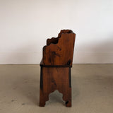 Handmade Vintage Freeform Brutalist Dark Wooden Chair/Stool