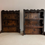 Handmade Freeform Brutalist Dark Wooden Bookshelf