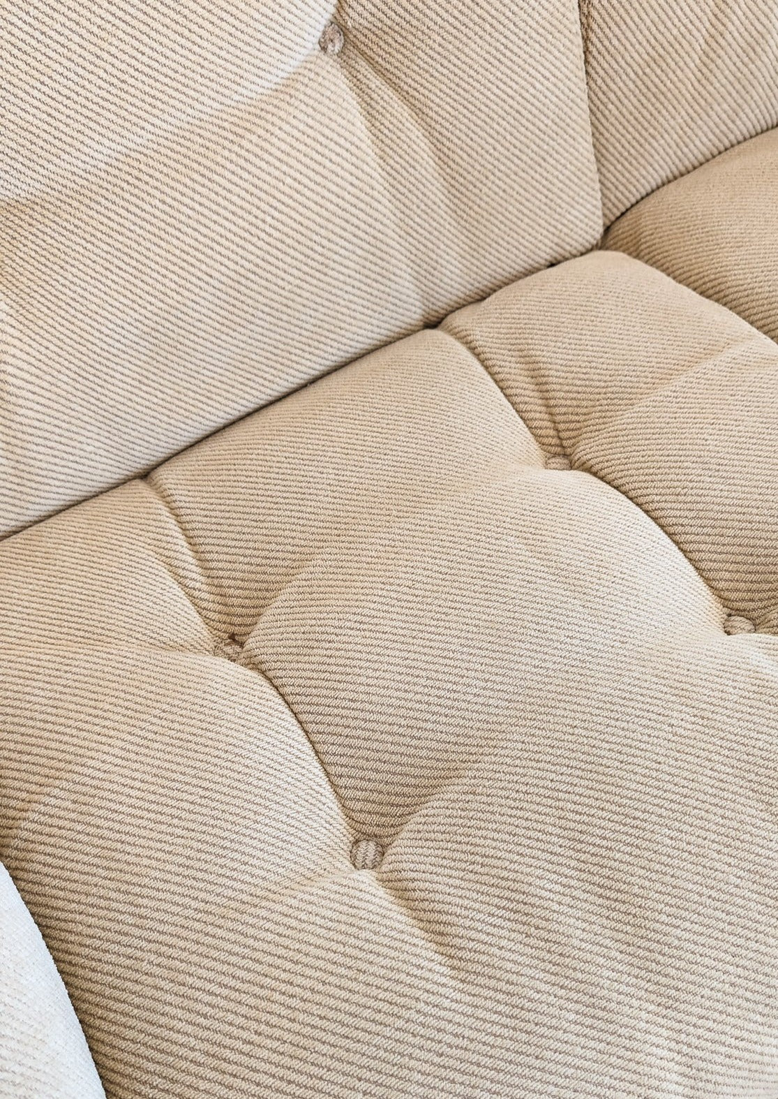 Midcentury Vintage Danish Domino Møbler Teak and Original Textured Cream Upholstered Loveseat