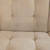 Midcentury Vintage Danish Domino Møbler Teak and Original Textured Cream Upholstered Loveseat