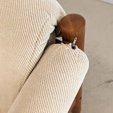 Midcentury Vintage Danish Domino Møbler Teak and Original Textured Cream Upholstered Loveseat