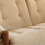 Midcentury Vintage Danish Domino Møbler Teak and Original Textured Cream Upholstered Loveseat