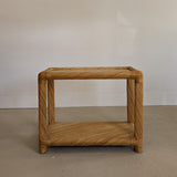 Vintage Gabriella Crespi-Style Split Reed Rattan and Glass Console Table