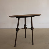 Unique Antique Victorian Dark Wooden Three-Legged Side Table